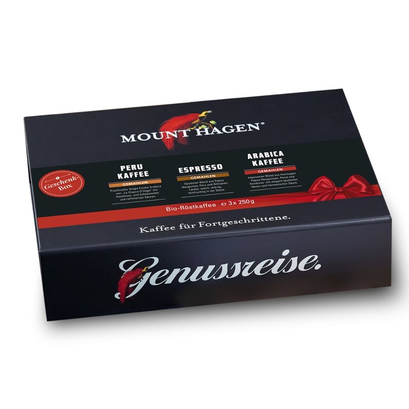 Mount Hagen Geschenkkarton 3x250g Röstkaffee gemahlen - Produktbild