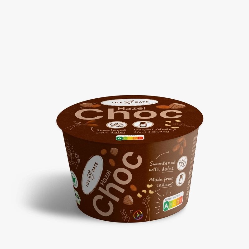 iceDate Bio Hazel Choc-Eis, laktosefrei, glutenfrei, vegan, mit Datteln gesüßt, 120ml - Produktbild
