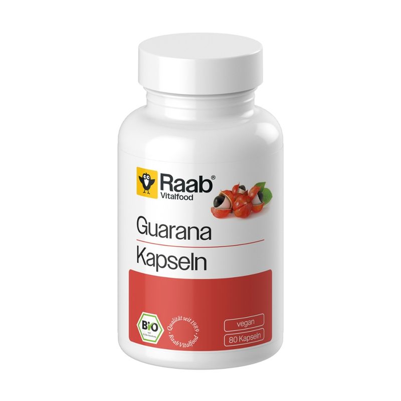 Raab Vitalfood BIO Guarana Premium-Kapseln, 80 St. à 500 mg, Wirkstoff: 400 mg - Produktbild