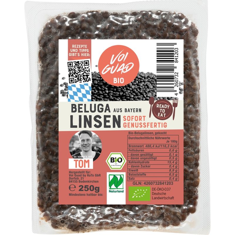 Voi Guad Bio Belugalinse, gekocht und verzehrfertig "ready to eat" 250 g - Produktbild