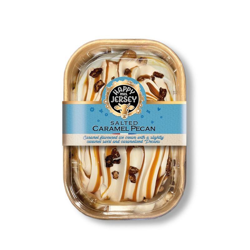 Happy Mrs Jersey Happy Mrs Jersey - BIO Eis/Organic Ice Cream: Gesalzene Karamell-Pekannus/Salted Caramel Pecan 900ml - Produktbild