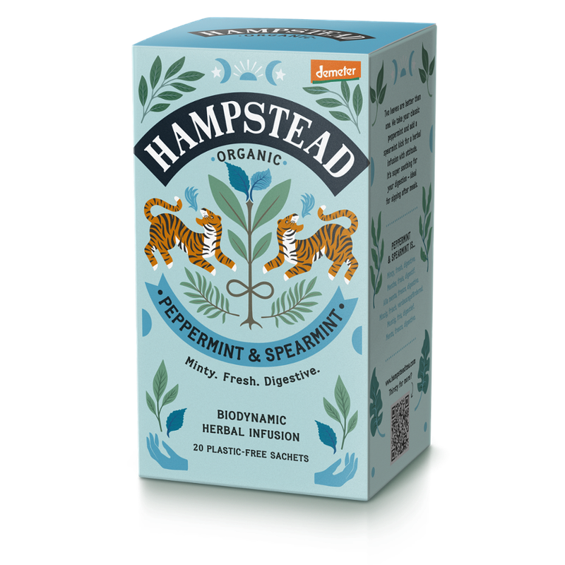 Hampstead Organic  Organic Demeter Peppermint & Spearmint Tea bags in plastic free packaging - Produktbild