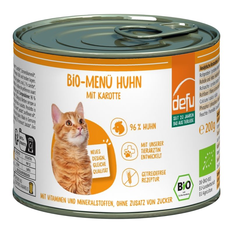 defu - Das Tierfutter vom Bio-Bauern Katze Bio-Menü Huhn mit Karotte - Produktbild