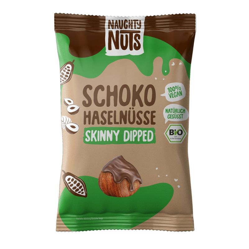 Naughty Nuts Bio Skinny dipped chocolate-covered hazelnuts, 40 g, Naughty Nuts - Produktbild