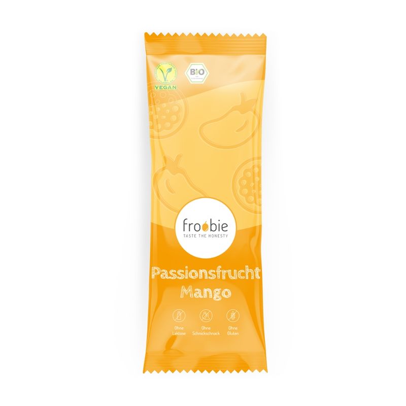 froobie froobie Bio Passionsfrucht-Mango Eis am Stiel, völlig natürlich und ohne künstliche Zusatzstoffe - Produktbild