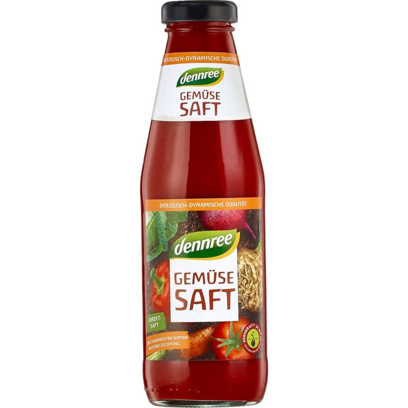 dennree Gemüsesaft, teilweise milchsauer vergoren, mit samenfesten Sorten aus Öko-Züchtung - Produktbild
