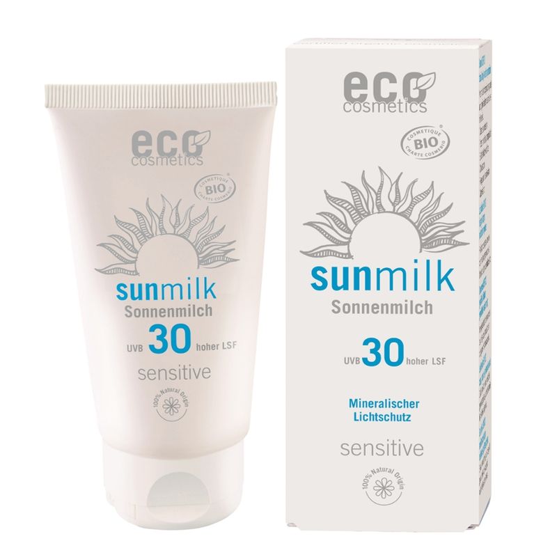 eco cosmetics Sonnenmilch LSF 30 mit Himbeere und Granatapfel - Produktbild