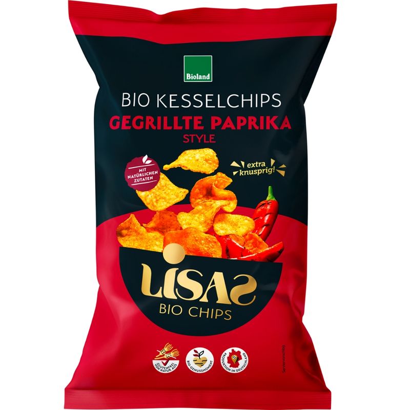 Lisas Bio Chips Lisas Bio Kesselchips Gegrillte Paprika Style 50g - Produktbild