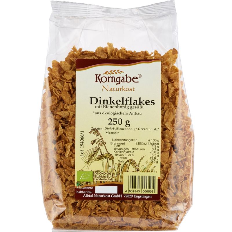 Korngabe Naturkost Dinkelflakes mit Bienenhonig - Produktbild