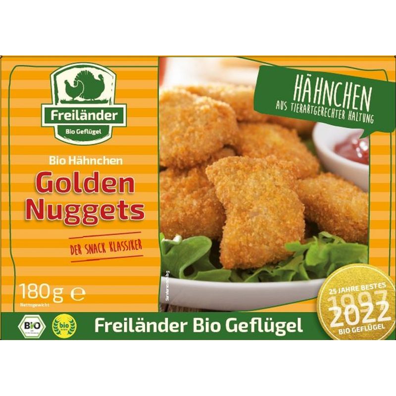 Freiländer Bio Geflügel Bio Hähnchen Nuggets, tiefgefroren, 4 x 180g Beutel, 4 Beutel/Ktn. - Produktbild