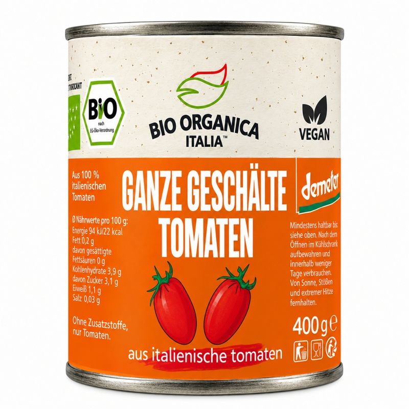 Bio Organica Italia Demeter Whole Peeled Tomatoes - Produktbild