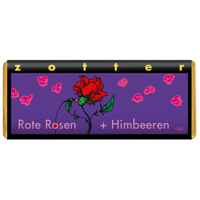 Zotter Schokolade Rote Rosen + Himbeeren - Produktbild