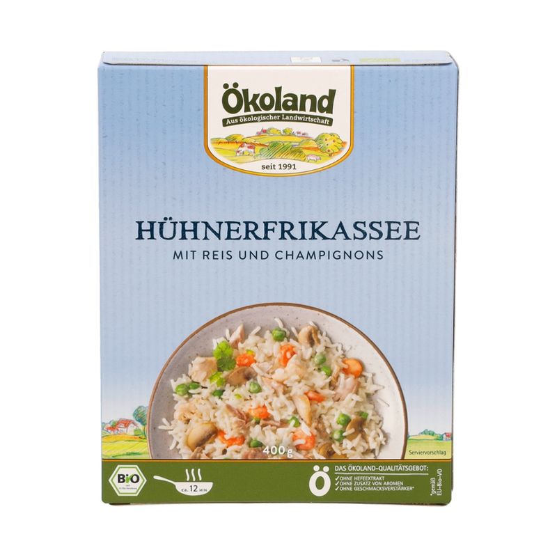 ÖKOLAND Hühnerfrikassee mit Reis und Champignons - Produktbild