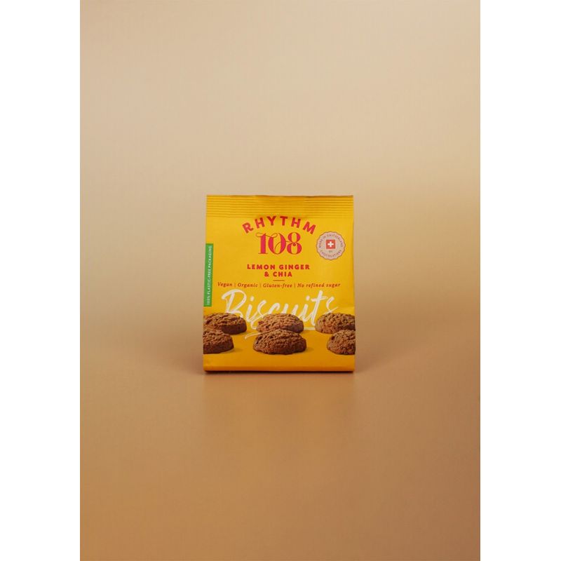 Rhythm 108 Vegan Lemon Ginger Chia Biscuit Share Bag 135g - Produktbild