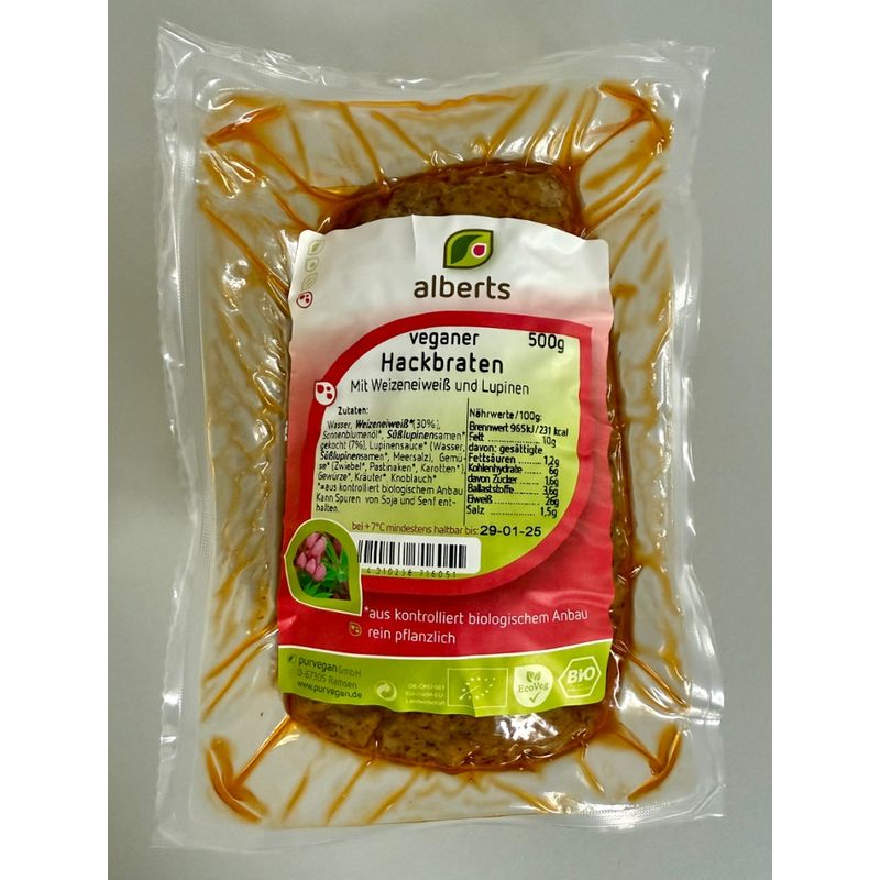 Alberts Veganer Hackbraten auf Basis von Weizeneiweiß und Lupine - Produktbild