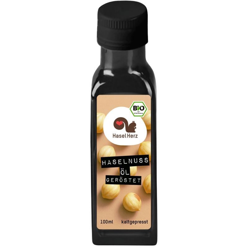 HaselHerz Bio-Haselnussöl geröstet, kaltgepresst - Produktbild
