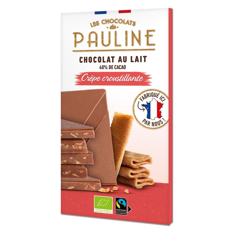 LES CHOCOLATS DE PAULINE MILK CHOCOLATE TABLET 40% «CRÊPE DENTELLE» - Produktbild