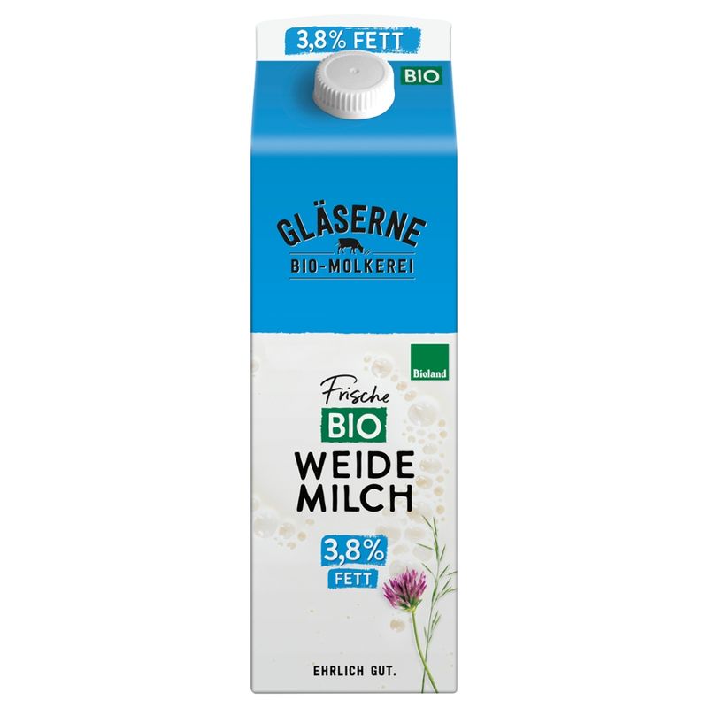 Gläserne Molkerei GM Bio ESL Weidemilch 3,8% Fett 1l - Produktbild