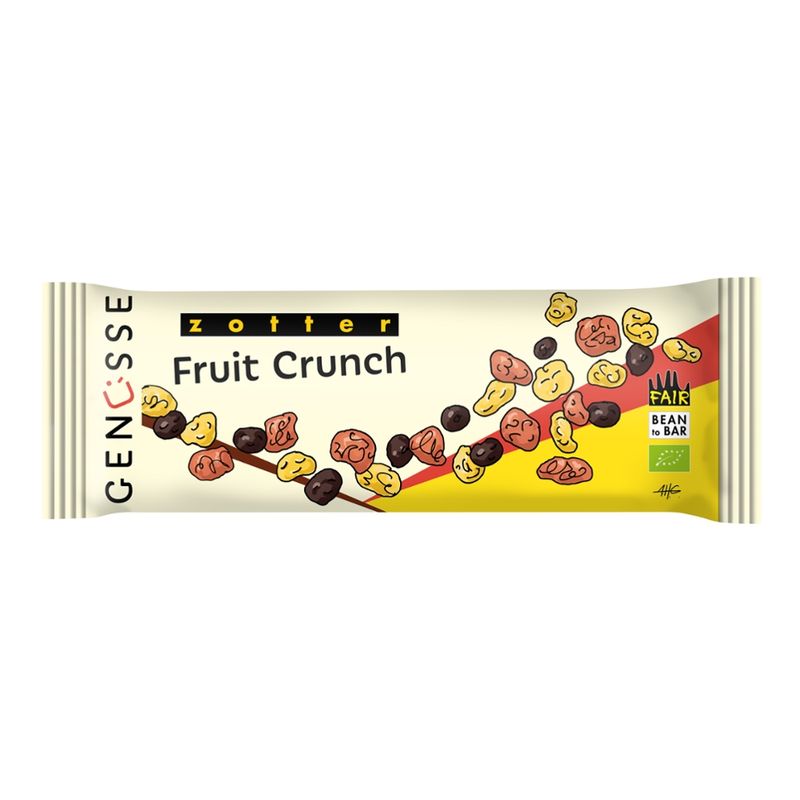 Zotter Schokolade Genüsse - Fruit Crunch - Bunte  Knusperfrüchte auf Weißer Schoko - Produktbild