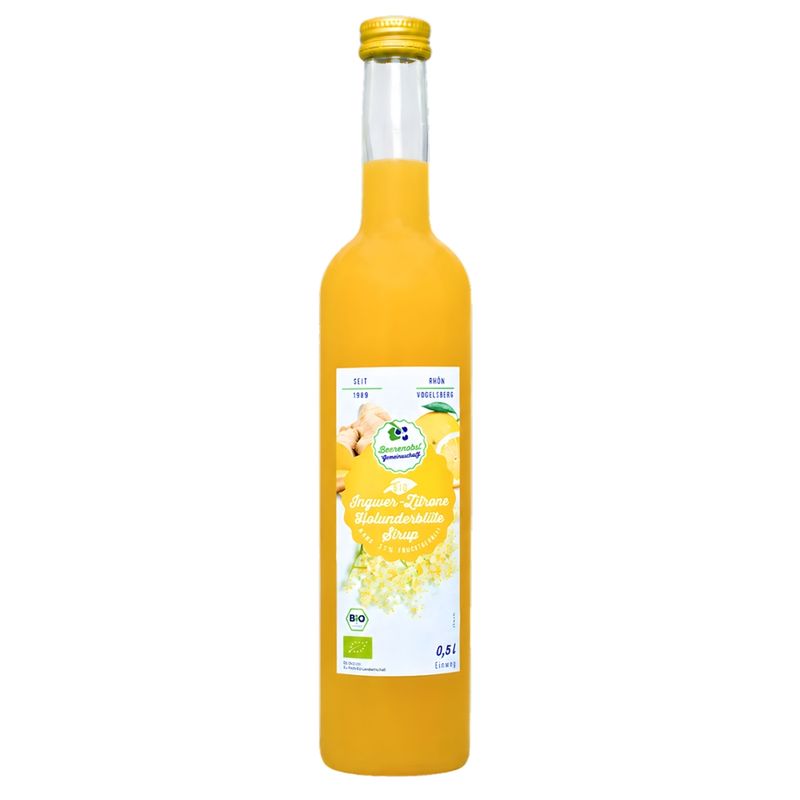 Beerenobstgemeinschaft Bio Ingwer-Zitrone-Holunderblüten Sirup - Produktbild