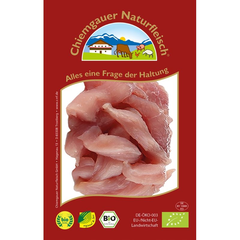 Chiemgauer Naturfleisch Puten-Streifen a.d.Brust, geschn., ca. 300 g, SB, kbA - Produktbild
