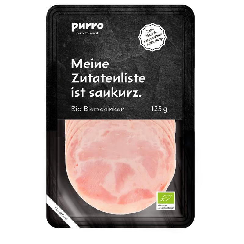 PURRO PUR BIO-Bierschinken e125g GS/atmo - Produktbild