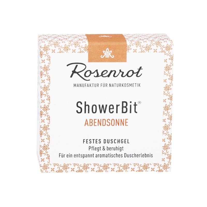 Rosenrot Naturkosmetik ShowerBit® - festes Duschgel Abendsonne - 55g - in Schachtel - Pflegedusche für den Kick am Morgen. - Produktbild