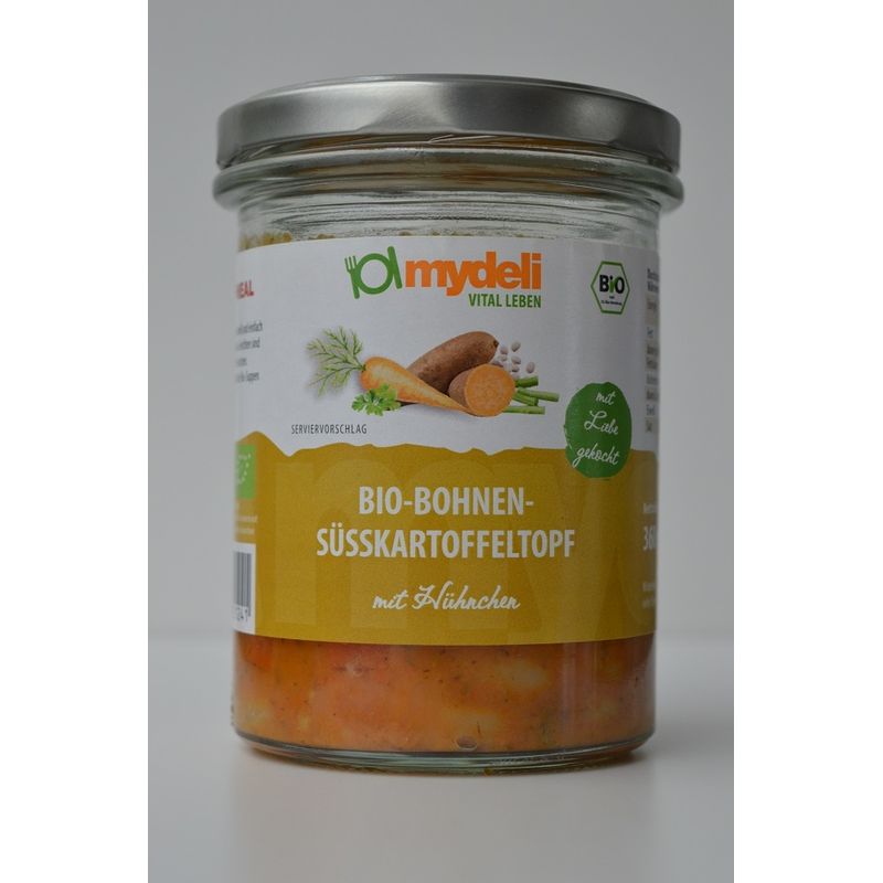 mydeli Bio Bohnen-Süßkartoffeltopf mit Hühnchen - Produktbild
