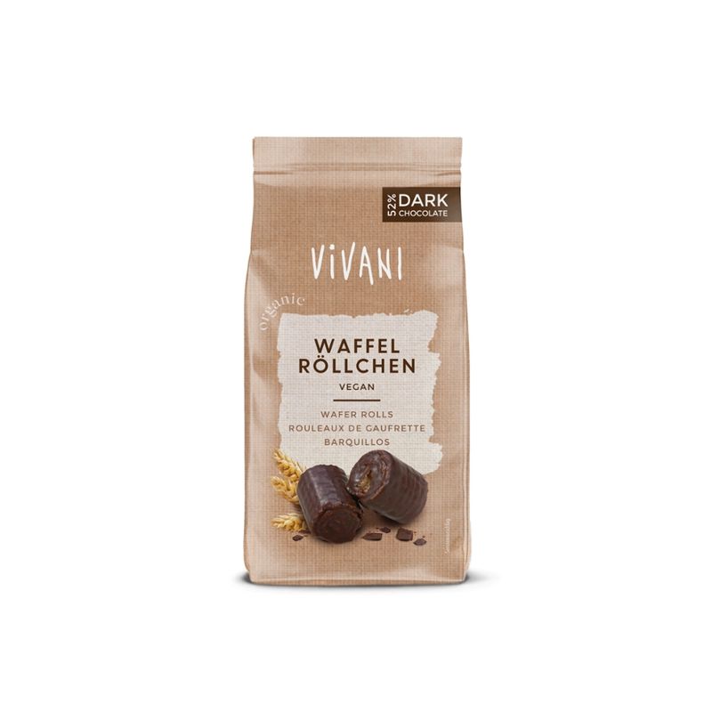Vivani Waffel Röllchen mit Zartbitter Schokolade - Produktbild