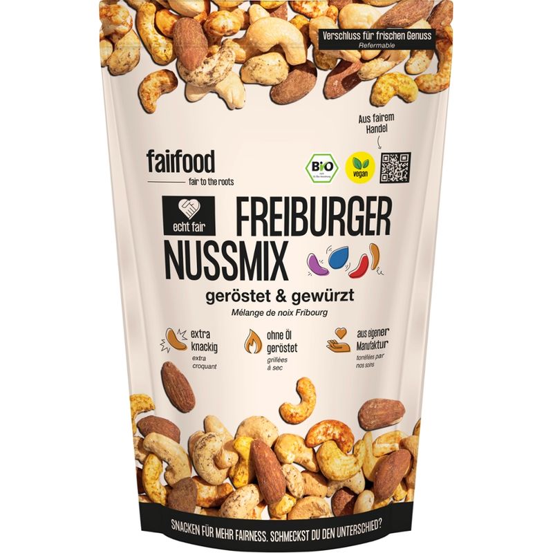 fairfood Freiburg Freiburger Nussmix, geröstet & bunt gewürzt (125g Doypack) - Produktbild