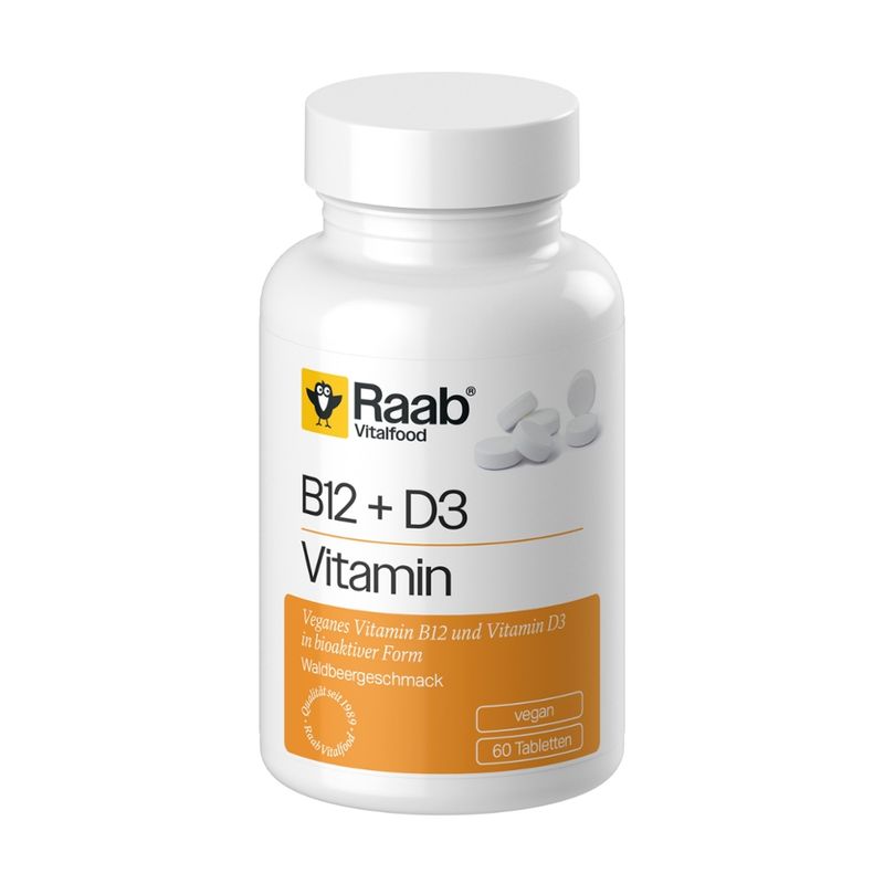 Raab Vitalfood Vitamin B12 + D3, 60 Lutschtabletten à 1,5 g - Produktbild