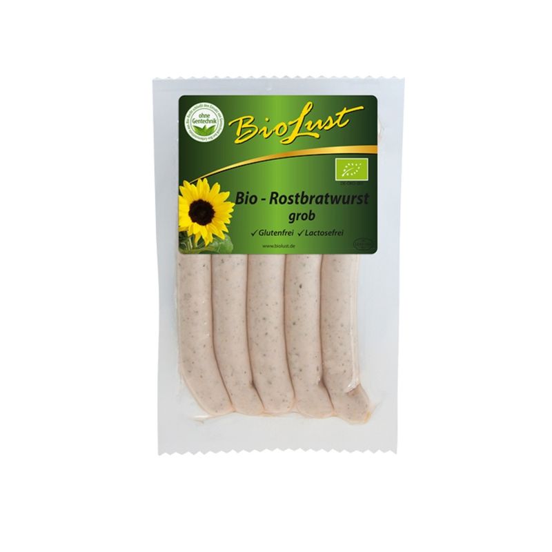 Biolust Bio Rostbratwurst grob 5 Stück a 50g - Produktbild