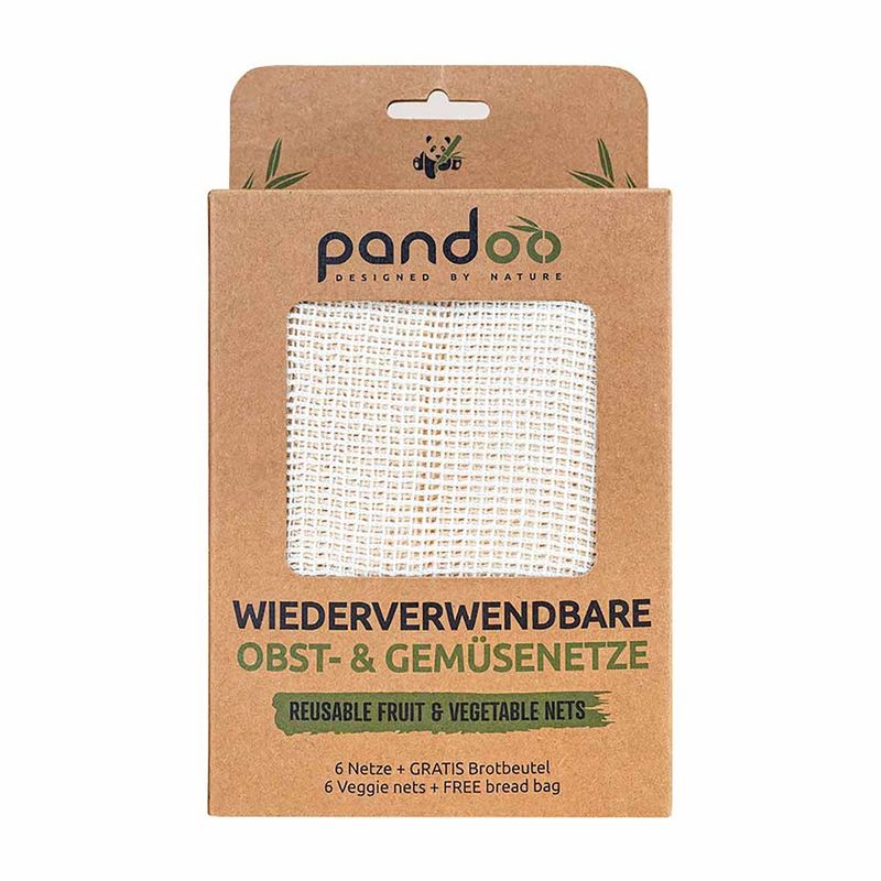 pandoo pandoo Obst- und Gemüsenetze - helfen dabei beim Einkauf im Supermarkt, auf dem Wochenmarkt oder im Unverpackt-Laden auf Einwegplastik und Papiermüll zu verzichten - Produktbild