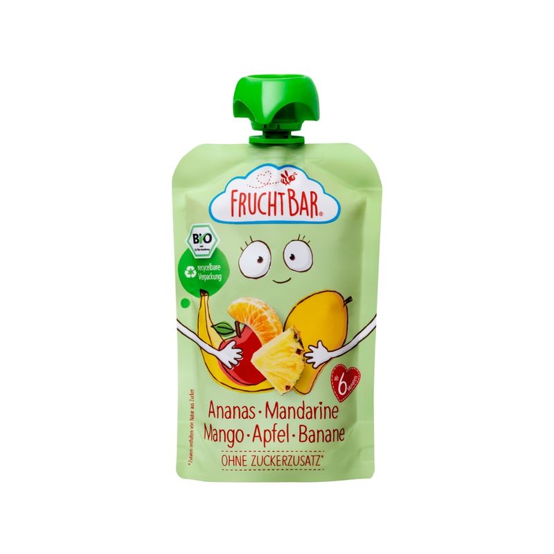 FruchtBar  FruchtBar - Bio-Fruchtpüree Ananas, Mandarine, Mango, Apfel, Banane - Produktbild