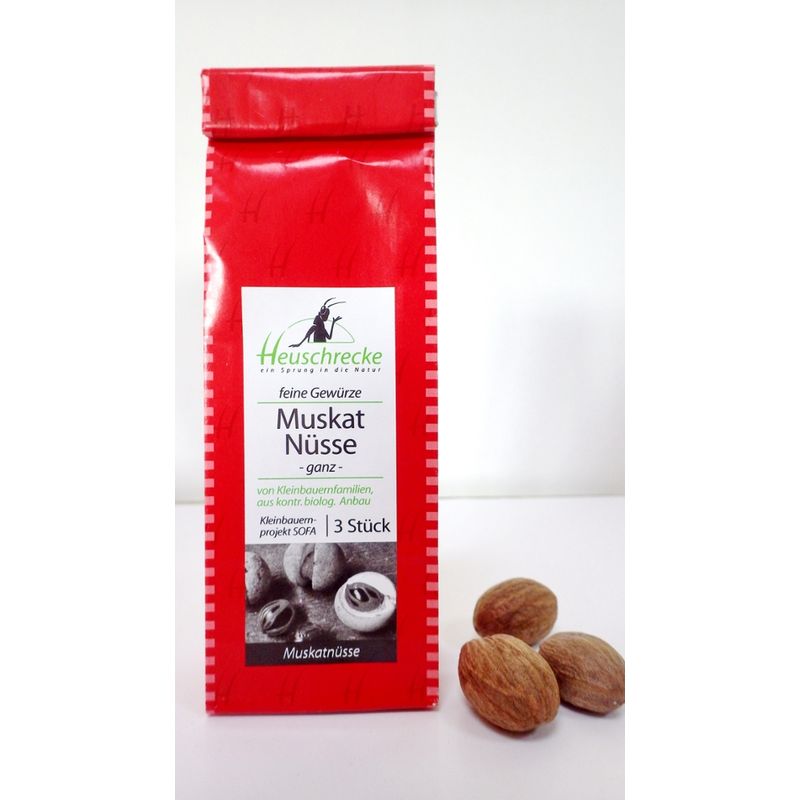 Heuschrecke Muskatnüsse, ganz 3 Stück, kbA - Produktbild