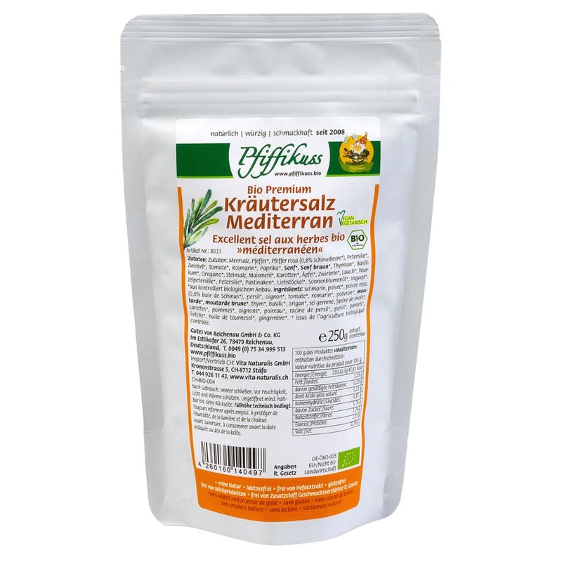 Pfiffikuss Gutes von der Reichenau Bio Kräutersalz Mediterran 250 g Beutel - Produktbild