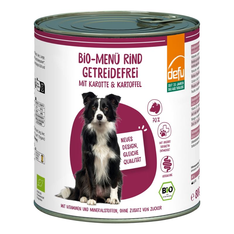 defu - Das Tierfutter vom Bio-Bauern Hund Bio-Menü Rind getreidefrei mit Karotte & Kartoffel - Produktbild
