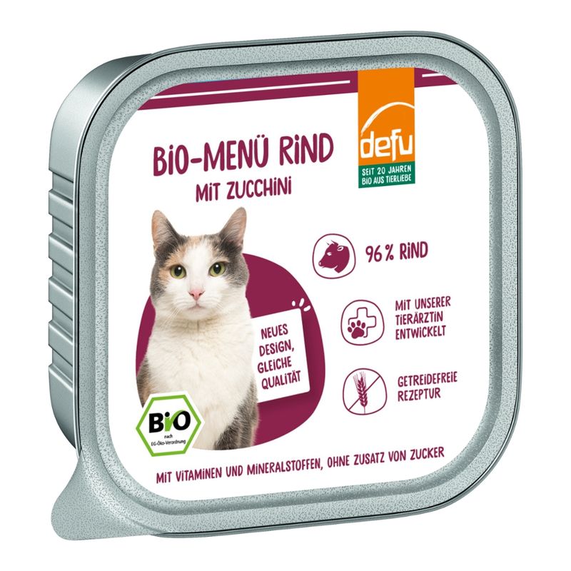 defu - Das Tierfutter vom Bio-Bauern Katze Bio-Menü Rind mit Zucchini - Produktbild