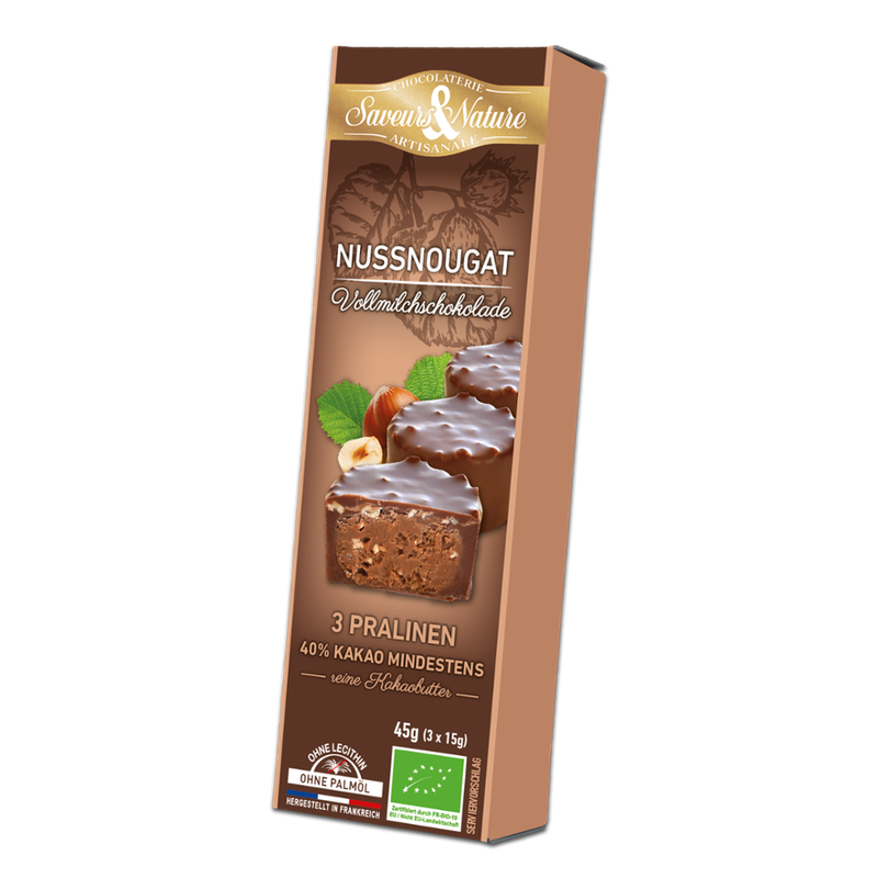 Saveurs & Nature Nuss Nougat Pralinen, mit Vollmilchschokolade überzogen - Produktbild