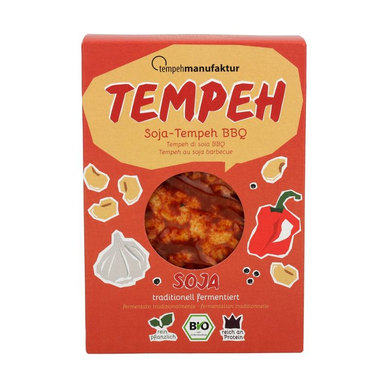 tempehmanufaktur  Tempeh BBQ - Tempeh aus Sojabohnen pikant gewürzt mit geräucherter Paprika - Produktbild