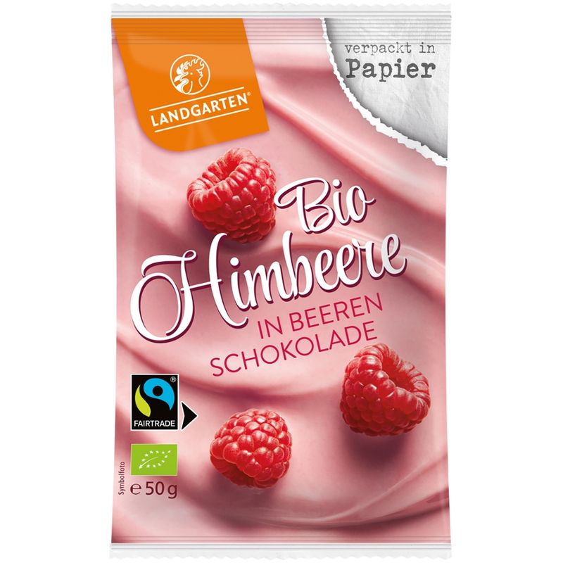 Landgarten Bio FT Himbeere in Beeren-Schokolade 50g - Produktbild