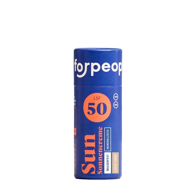 forpeople Sun - Feste Mini-Sonnencreme mit LSF 50- SAND  - plastikfrei verpackt - Produktbild