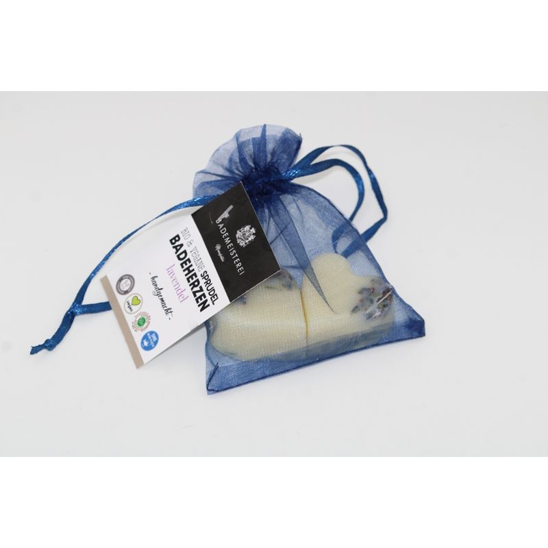 Bademeisterei BIO Sprudelbadeherzen-Set Blüten "Lavendel" 2x15g im Display AT-BIO-301 - Produktbild