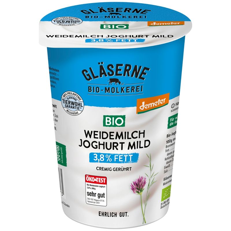 Gläserne Molkerei GM Bio Weidemilchjoghurt 3,8% Fett 500g - Produktbild