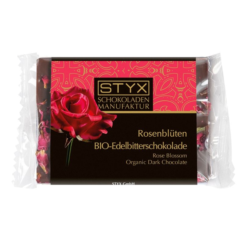Styx Naturcosmetic BIO Edelbitterschokolade mit Rosenblüten 50g - Produktbild