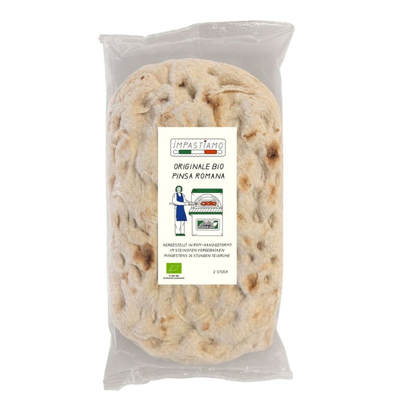 IMPASTIAMO Original Bio Pinsa Romana - von Hand verarbeitet, im Holzofen gebacken 2 x 250g - Produktbild