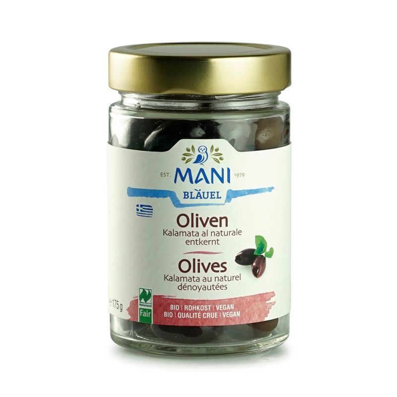 MANI® Kalamata Oliven al naturale, entkernt, bio, NL Fair - Produktbild