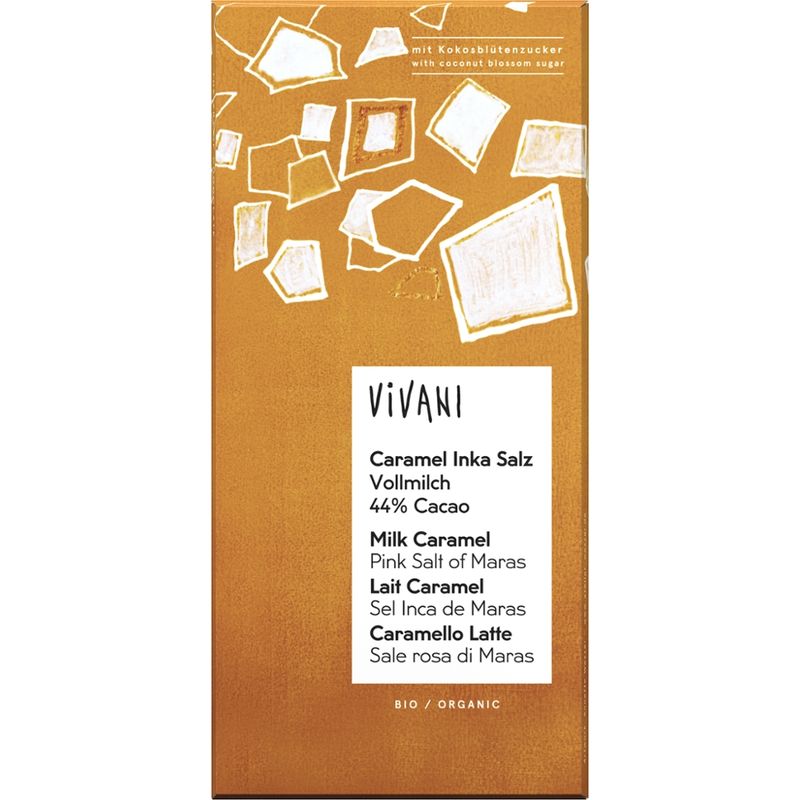 Vivani Caramel Inka Salz Vollmilchschokolade m. 44% Cacao und Kokosblütenzucker - Produktbild