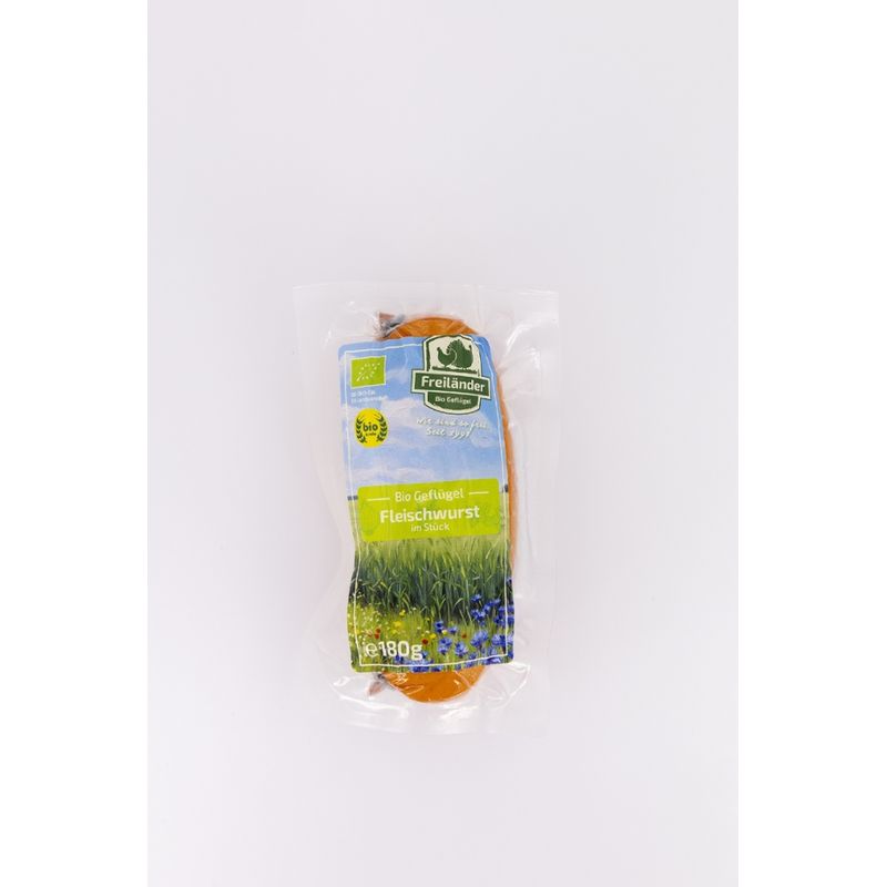 Freiländer Bio Geflügel Bio Geflügel Fleischwurst am Stück, 180 g, im Kunstdarm, vac., frisch, 3er Gebinde - Produktbild