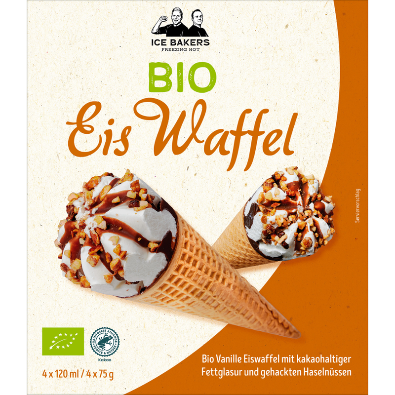 ICE BAKERS Ice Bakers Bio Eiswaffeln Vanille mit Hasselnüssen - Produktbild